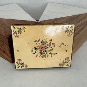 Vintage Volupte Compact Mirror Floral Powder Case 1940s Makeup Powder Compact